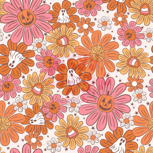 Boho spooky Halloween floral seamless surface pattern - SkyyDesignsCo | Seamless Pattern Designs