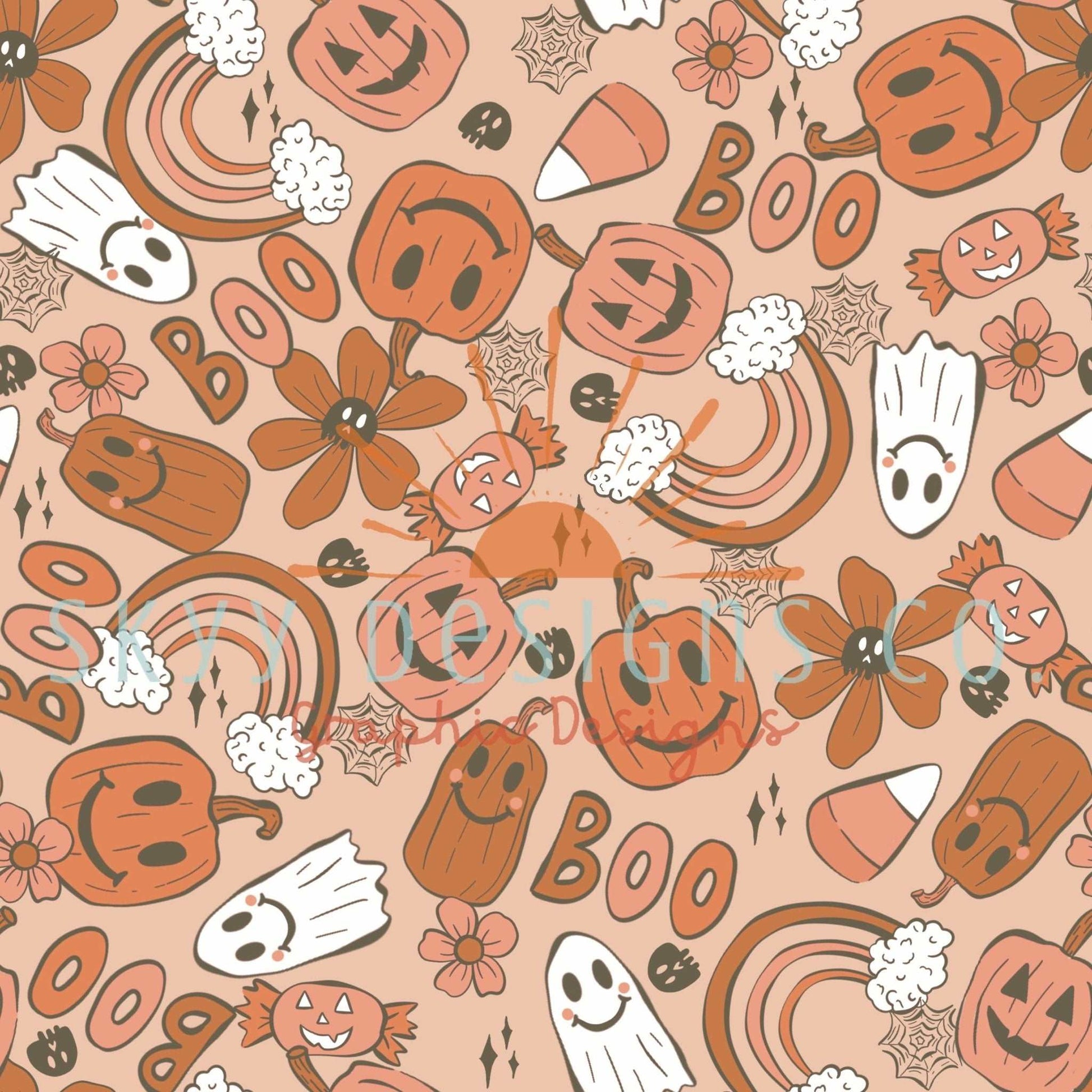 Boho trendy pumpkins seamless pattern - SkyyDesignsCo | Seamless Pattern Designs