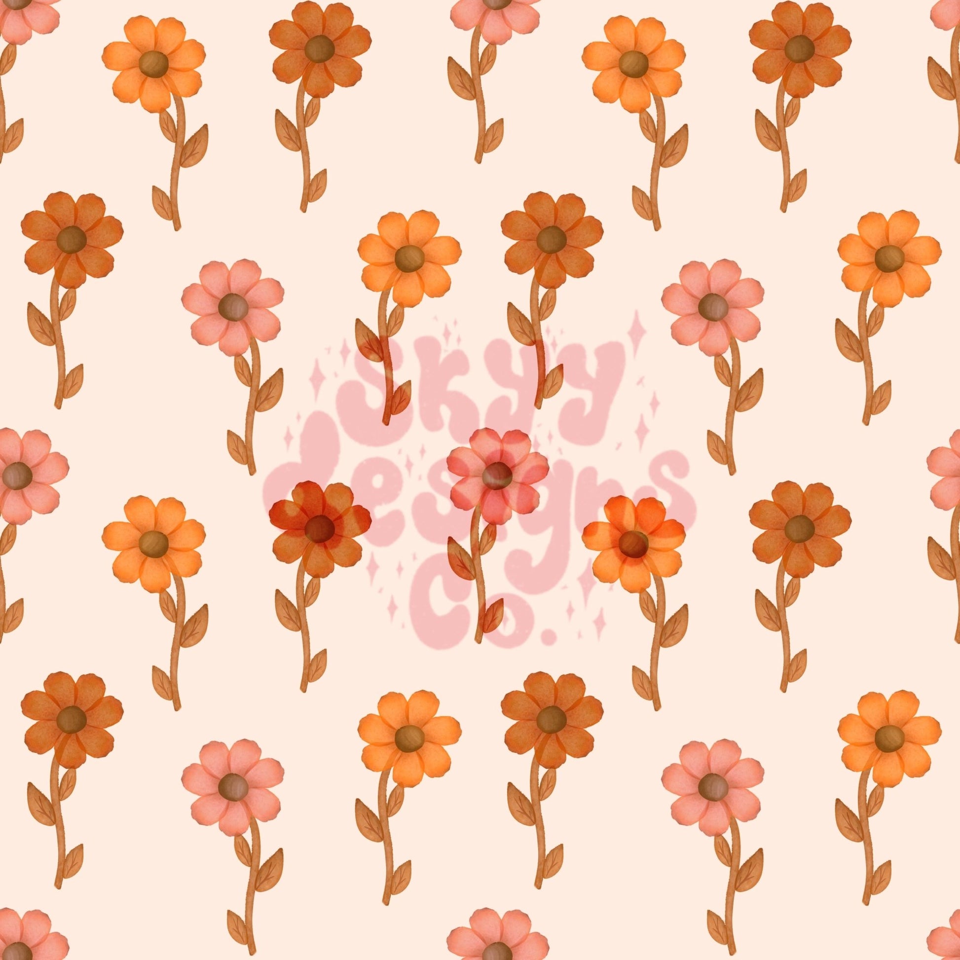 Boho watercolor fall floral pattern - SkyyDesignsCo | Seamless Pattern Designs