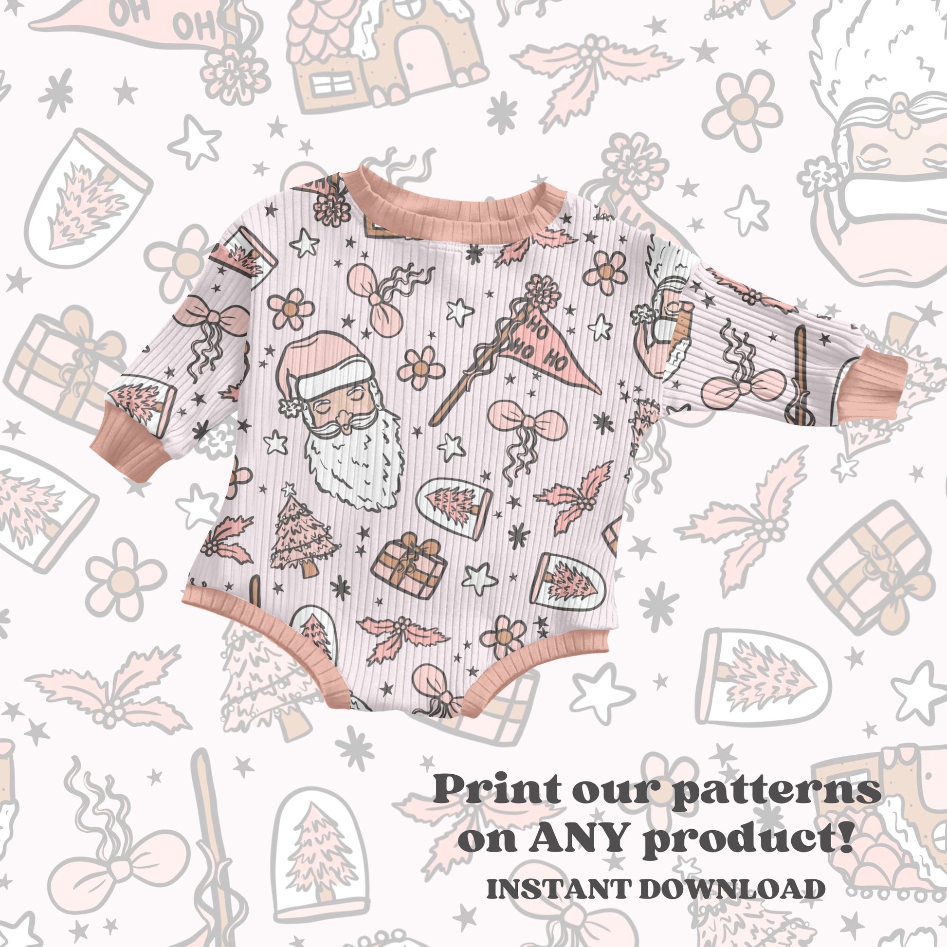 Boho winter Santa seamless pattern - SkyyDesignsCo | Seamless Pattern Designs