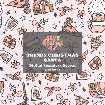 Boho winter Santa seamless pattern - SkyyDesignsCo | Seamless Pattern Designs