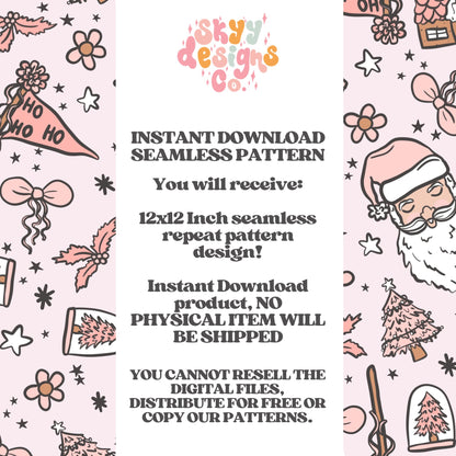 Boho winter Santa seamless pattern - SkyyDesignsCo | Seamless Pattern Designs