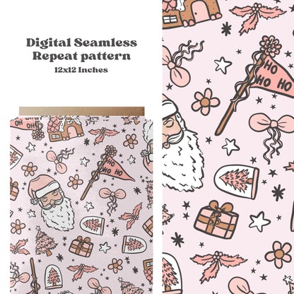 Boho winter Santa seamless pattern - SkyyDesignsCo | Seamless Pattern Designs