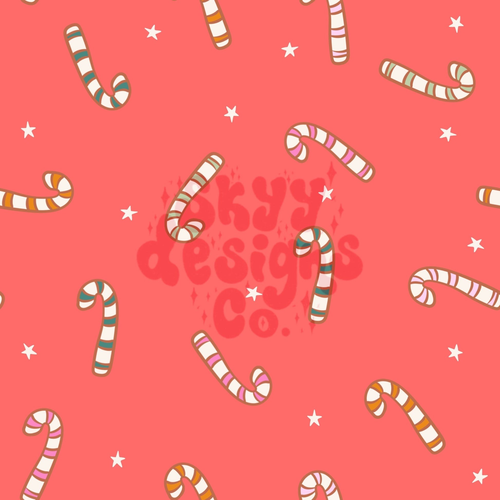 Bright candy canes seamless pattern - SkyyDesignsCo | Seamless Pattern Designs