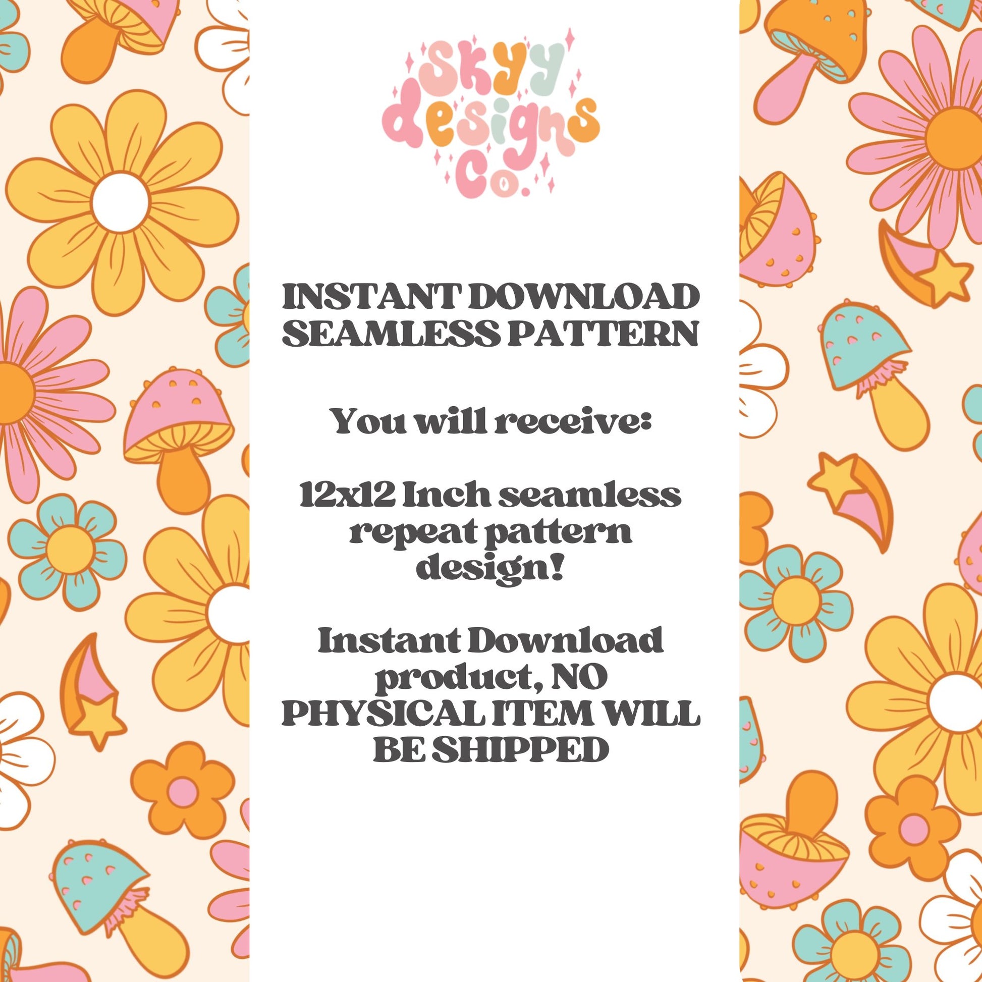 Bright groovy mushrooms pattern design - SkyyDesignsCo | Seamless Pattern Designs
