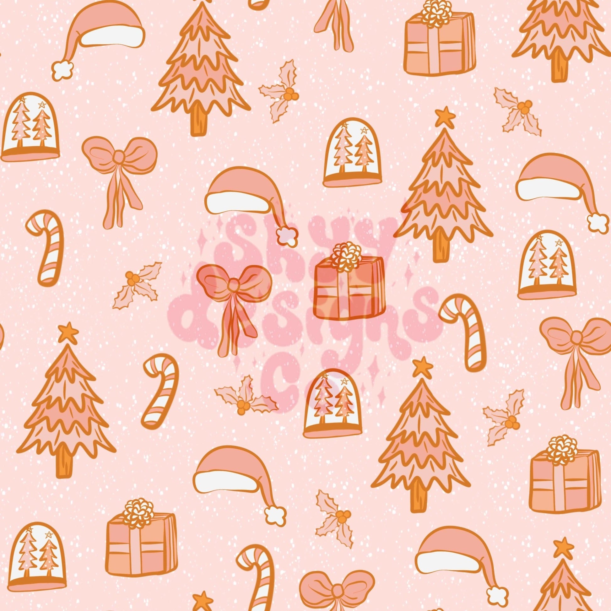 Bright pink Christmas seamless pattern - SkyyDesignsCo | Seamless Pattern Designs