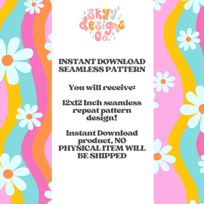 Bright wavy daisy seamless pattern - SkyyDesignsCo | Seamless Pattern Designs