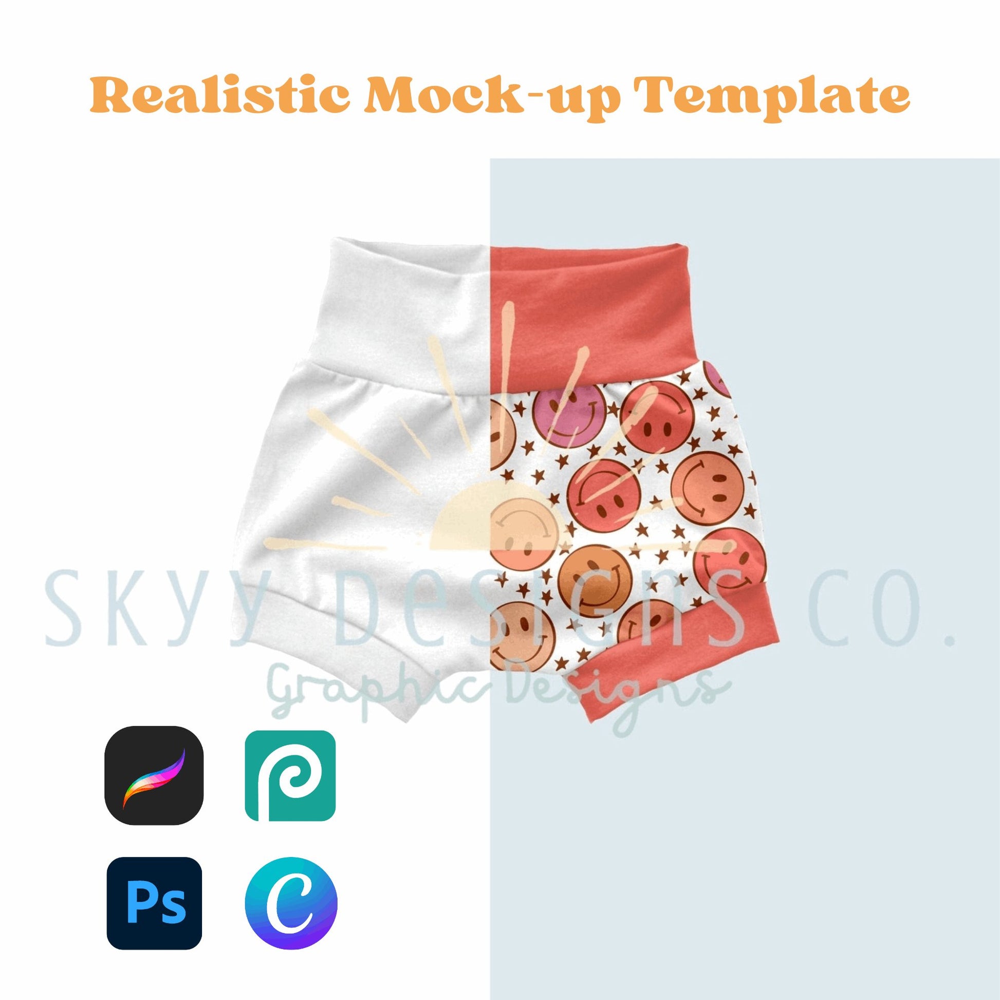 Bummies cut-off mock-up template - SkyyDesignsCo | Seamless Pattern Designs