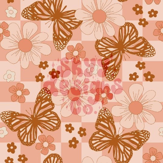 Checkered boho butterfly seamless repeat pattern - SkyyDesignsCo | Seamless Pattern Designs