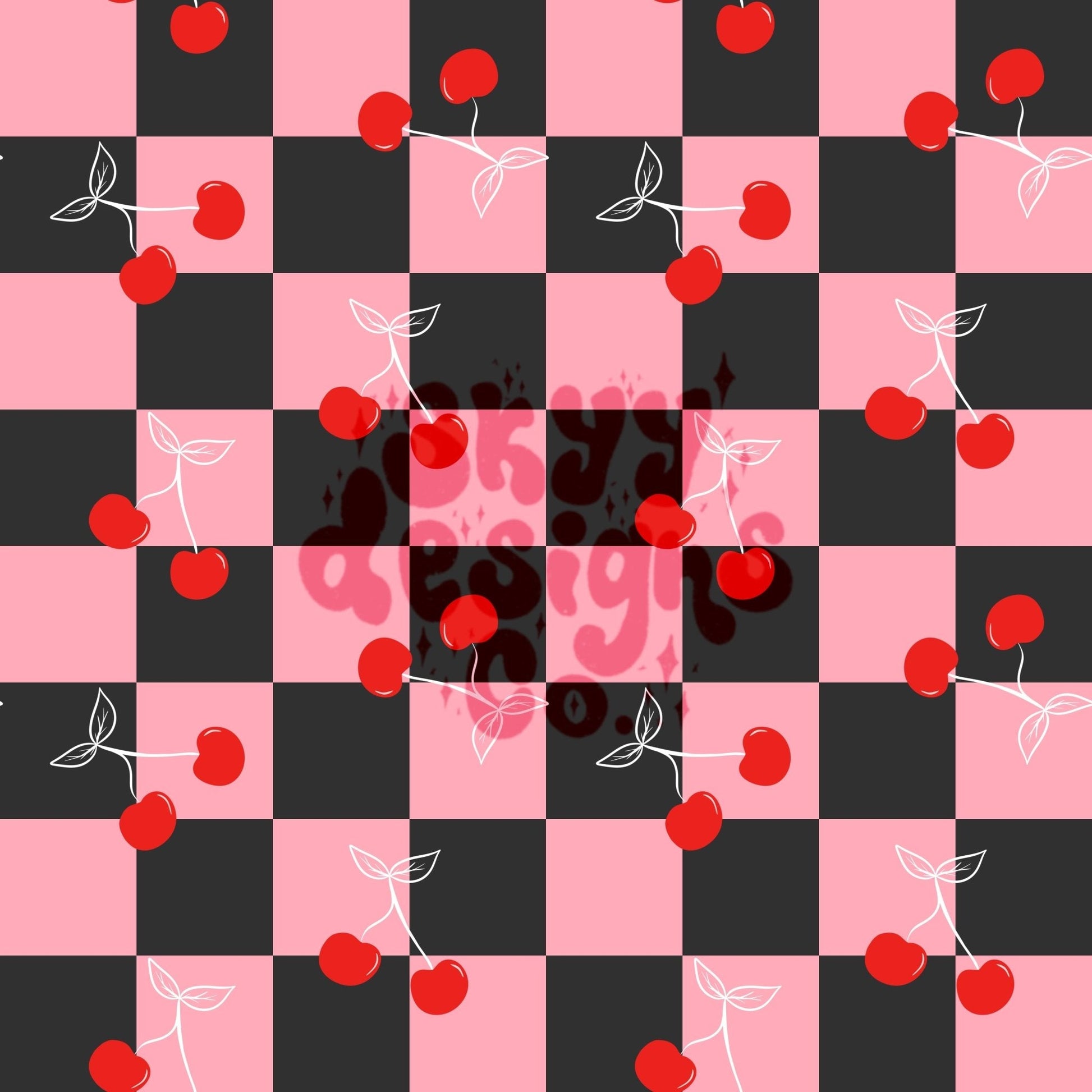 Checkered cherries seamless pattern - SkyyDesignsCo | Seamless Pattern Designs
