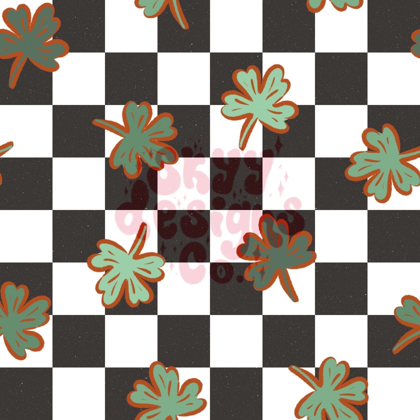 Checkered clovers seamless pattern - SkyyDesignsCo | Seamless Pattern Designs