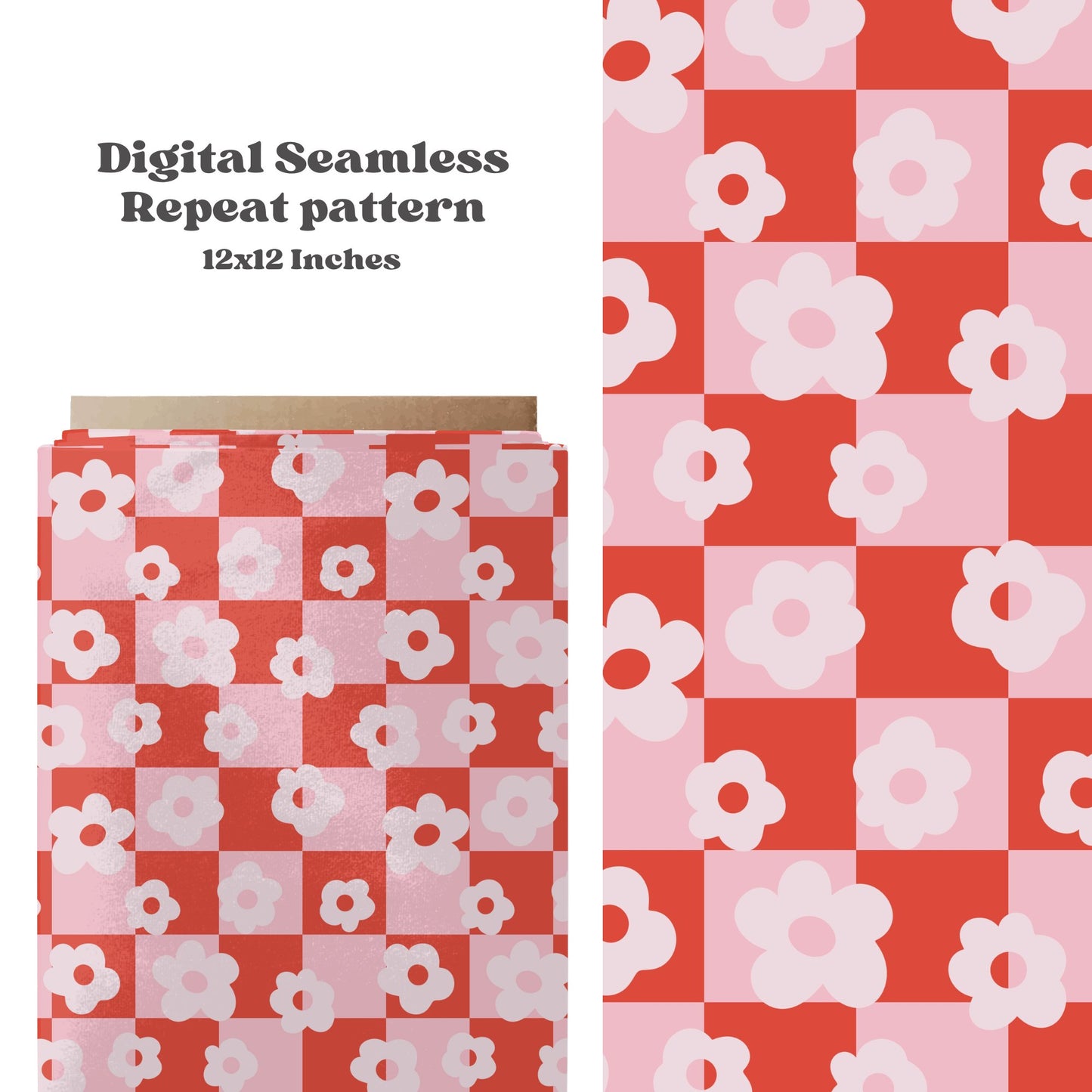 Checkered daisy valentines seamless pattern - SkyyDesignsCo | Seamless Pattern Designs