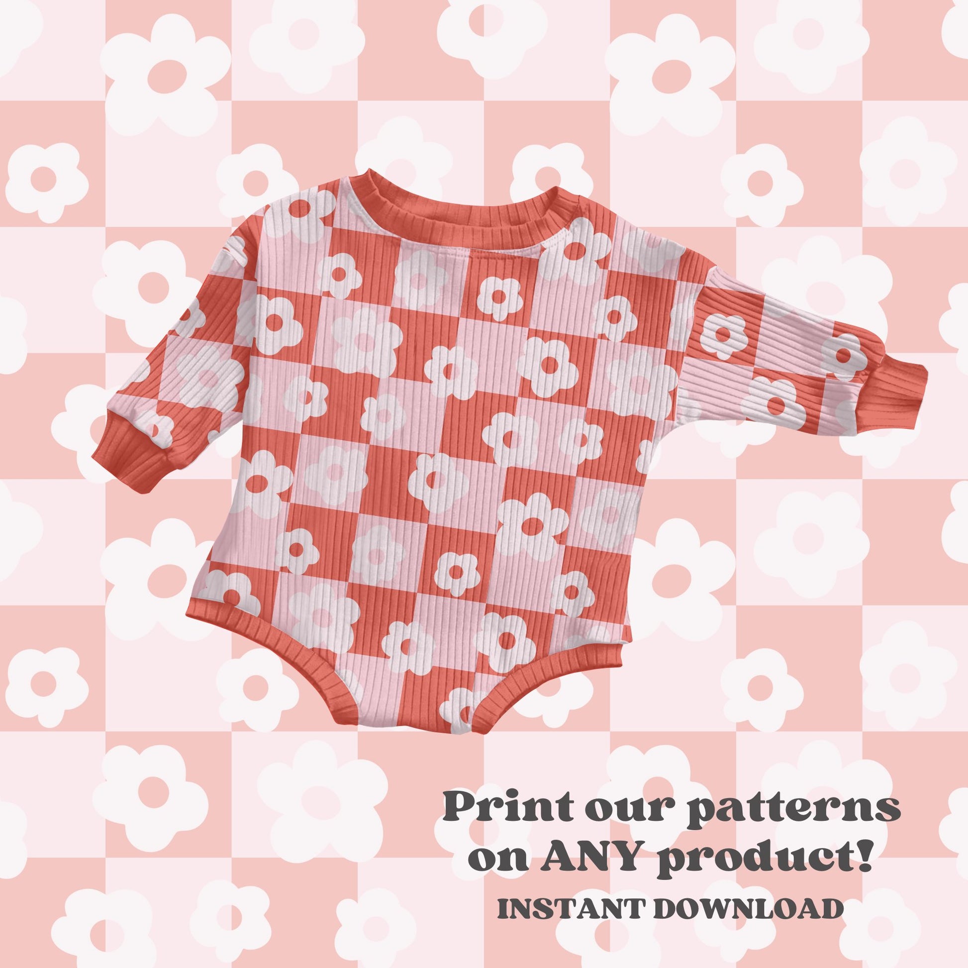 Checkered daisy valentines seamless pattern - SkyyDesignsCo | Seamless Pattern Designs