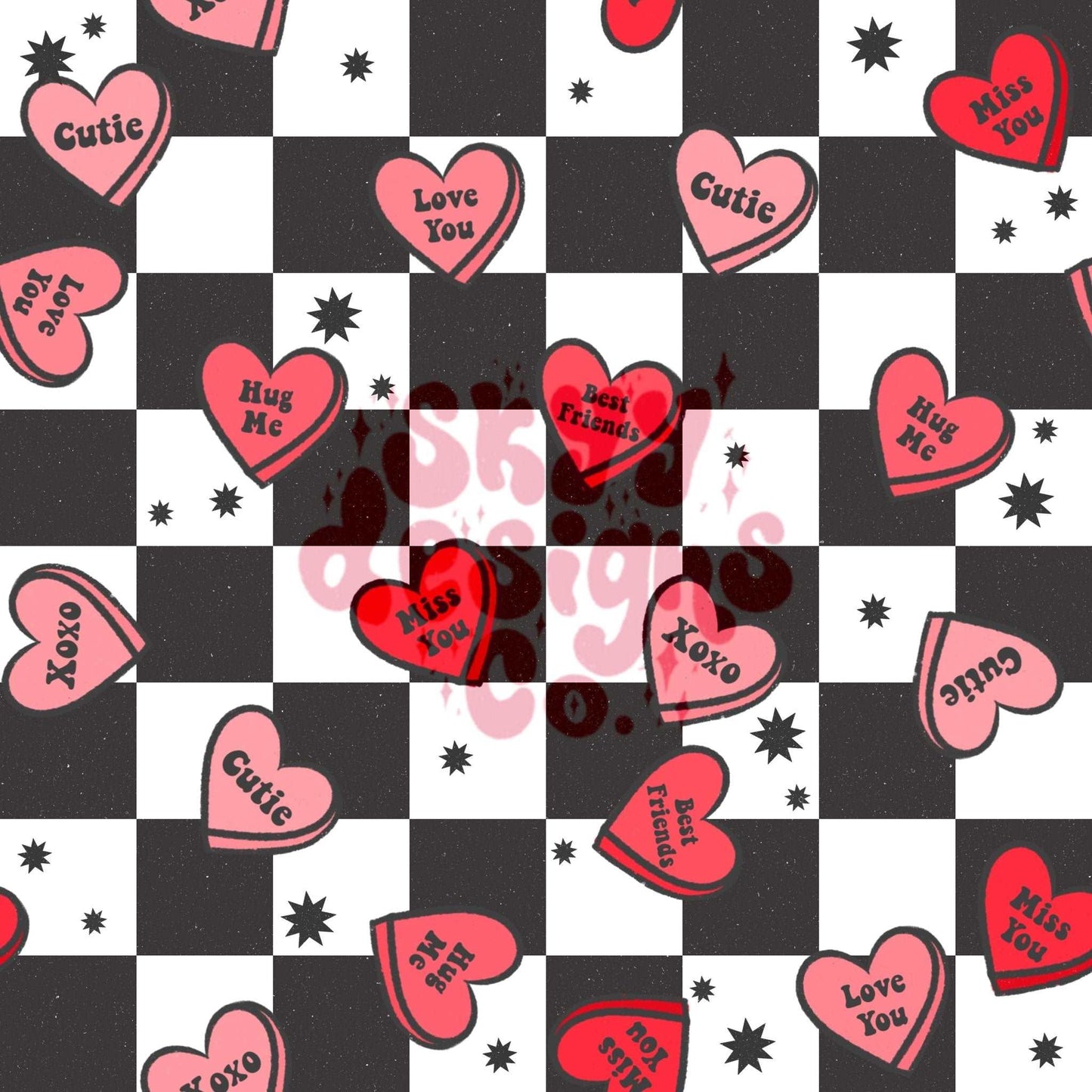 Checkered love candies seamless pattern - SkyyDesignsCo | Seamless Pattern Designs