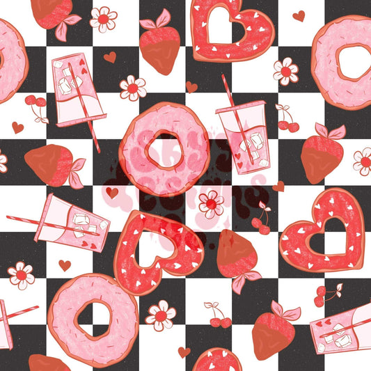 Checkered Love donuts seamless pattern - SkyyDesignsCo | Seamless Pattern Designs