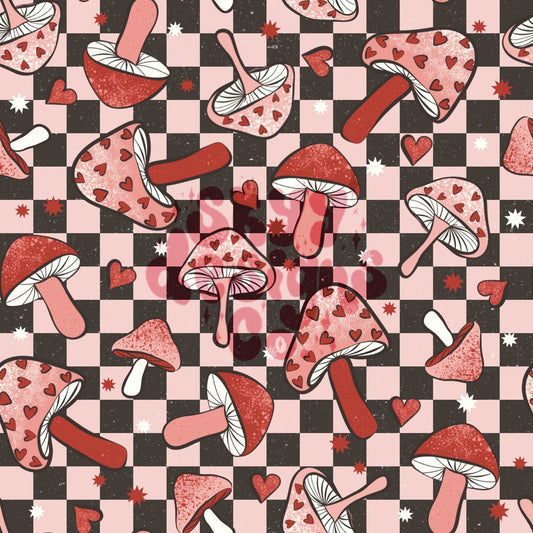 Checkered love mushrooms seamless pattern - SkyyDesignsCo | Seamless Pattern Designs