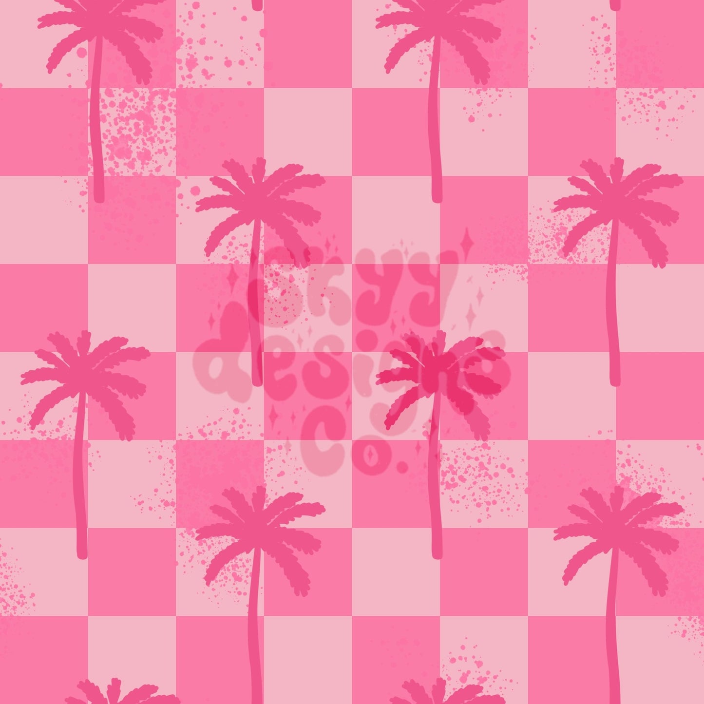 Checkered summer palm trees seamless pattern - SkyyDesignsCo