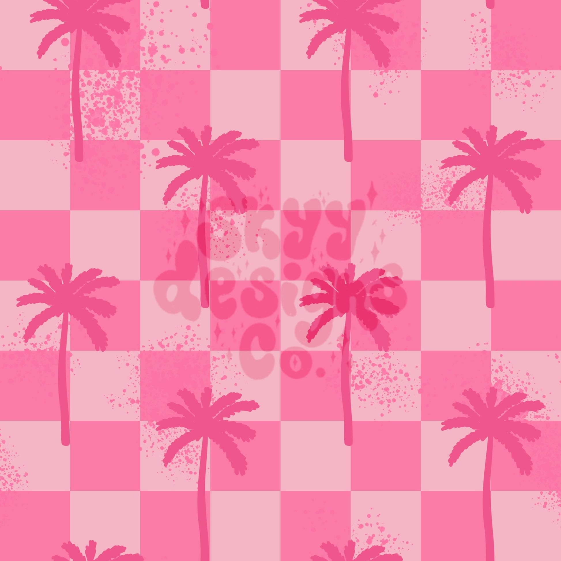 Checkered summer palm trees seamless pattern - SkyyDesignsCo