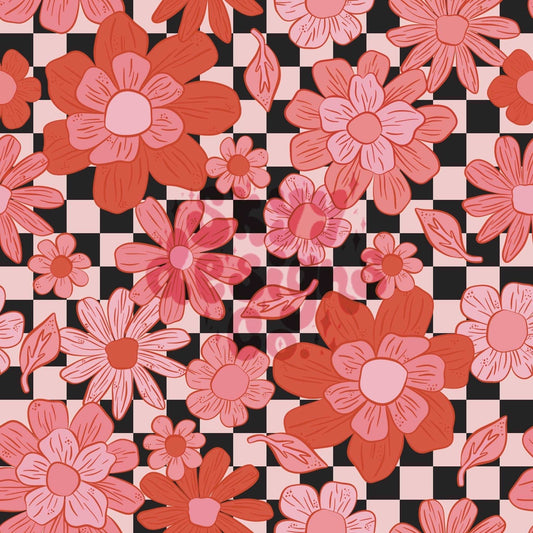 Checkered valentines floral seamless pattern - SkyyDesignsCo | Seamless Pattern Designs