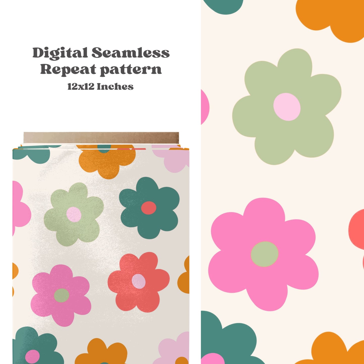 Christmas daisy seamless pattern - SkyyDesignsCo | Seamless Pattern Designs