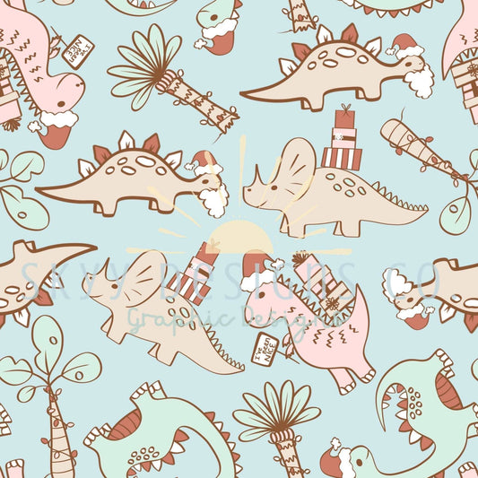 Christmas dinos seamless pattern - SkyyDesignsCo | Seamless Pattern Designs