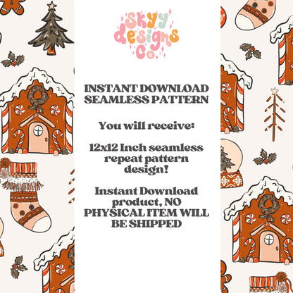 Christmas gingerbread seamless pattern - SkyyDesignsCo | Seamless Pattern Designs