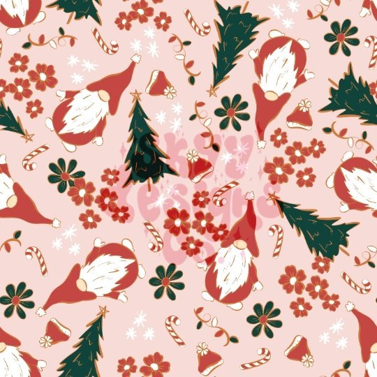 Christmas gnomes seamless repeat pattern - SkyyDesignsCo