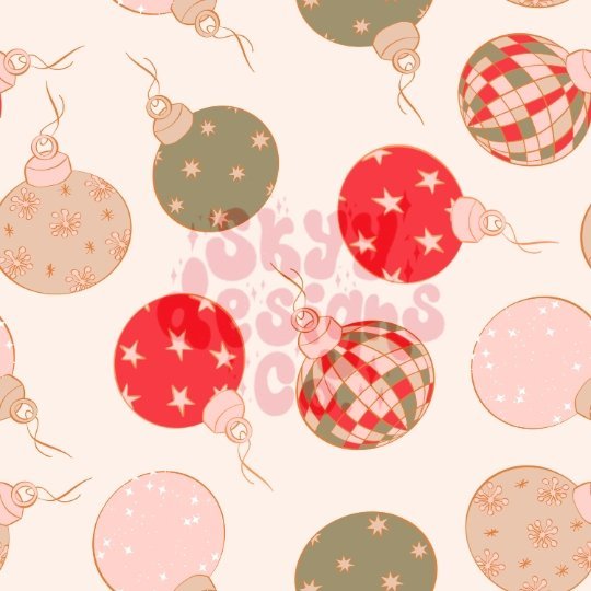 Christmas ornaments seamless repeat pattern - SkyyDesignsCo