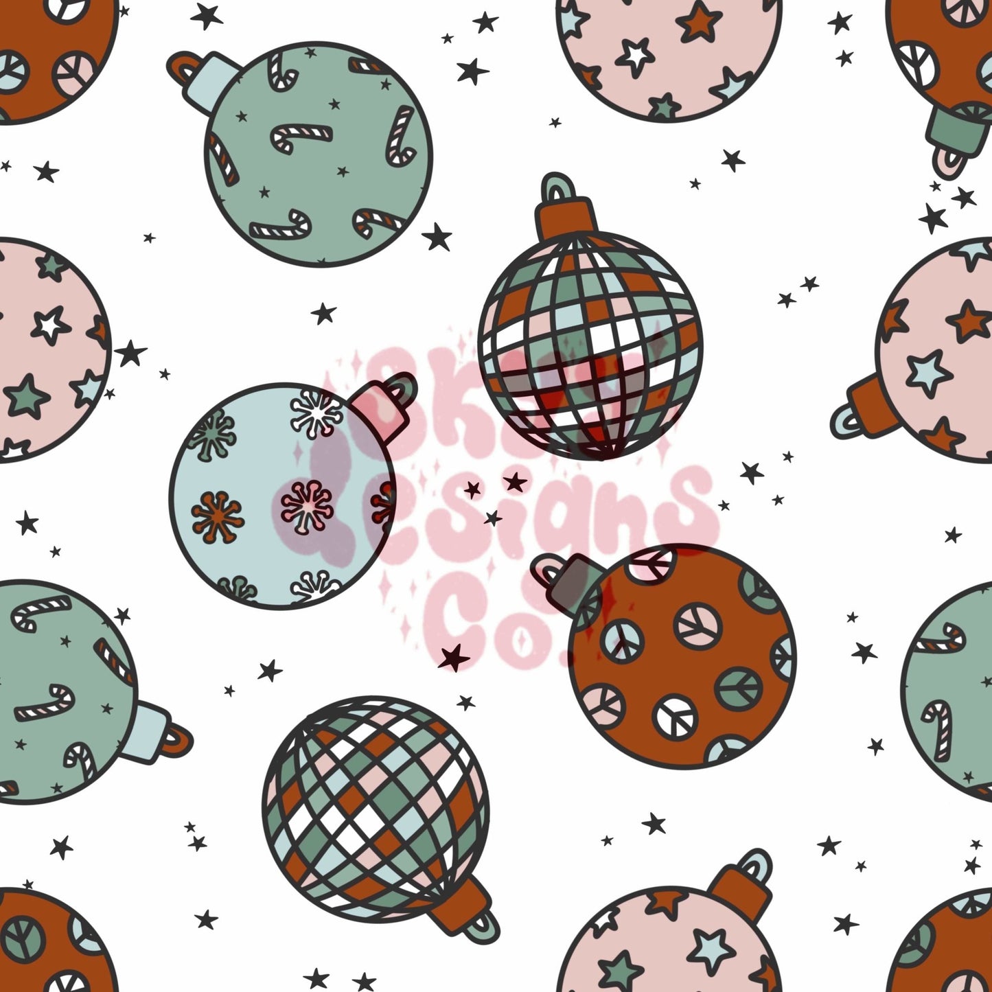 Christmas ornaments white seamless pattern - SkyyDesignsCo | Seamless Pattern Designs