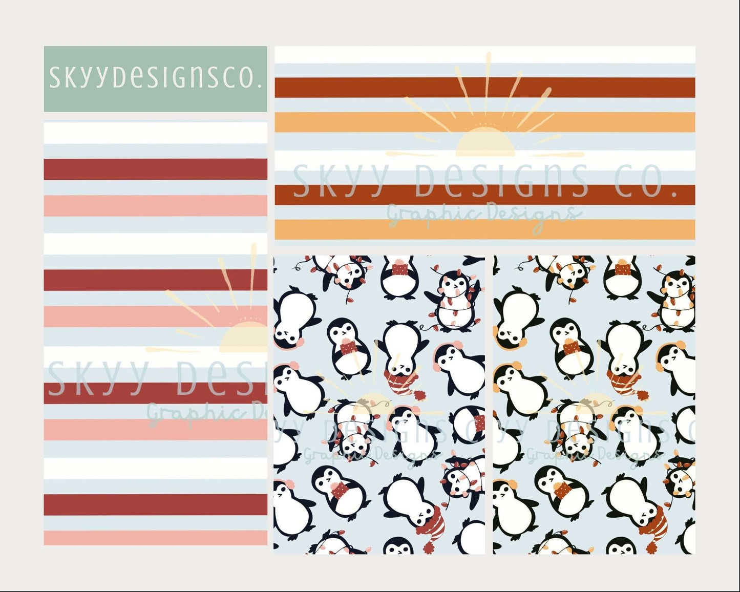 Christmas penguin seamless pattern - SkyyDesignsCo | Seamless Pattern Designs