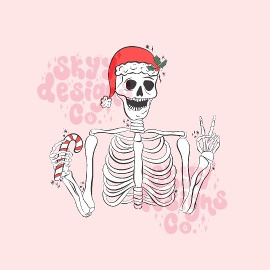 Christmas skeleton sublimation PNG design - SkyyDesignsCo