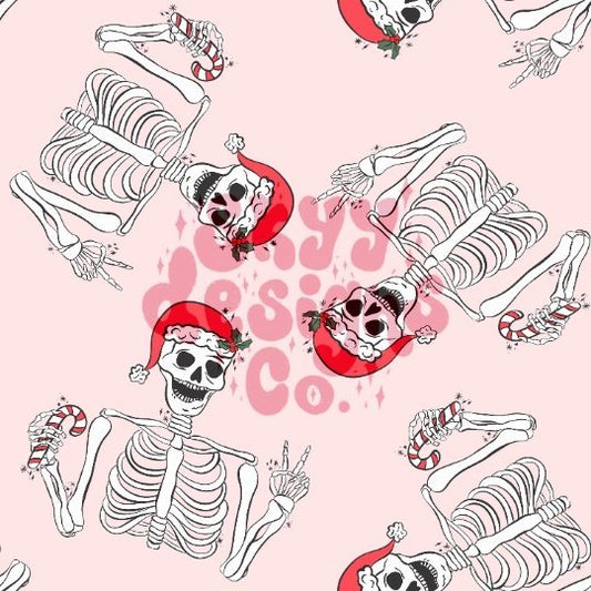 Christmas skeletons seamless repeat pattern - SkyyDesignsCo