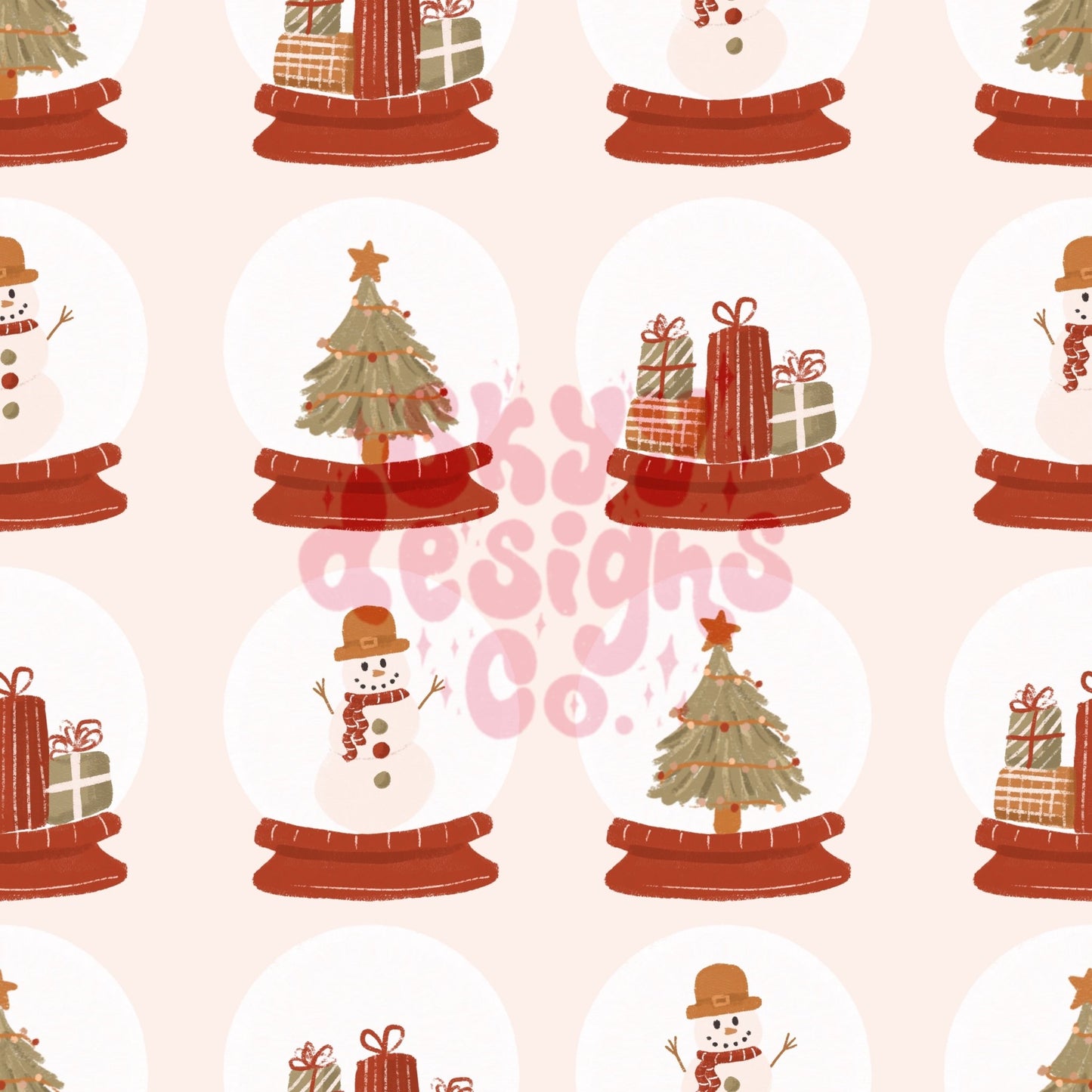 Christmas snow globes seamless pattern design - SkyyDesignsCo | Seamless Pattern Designs
