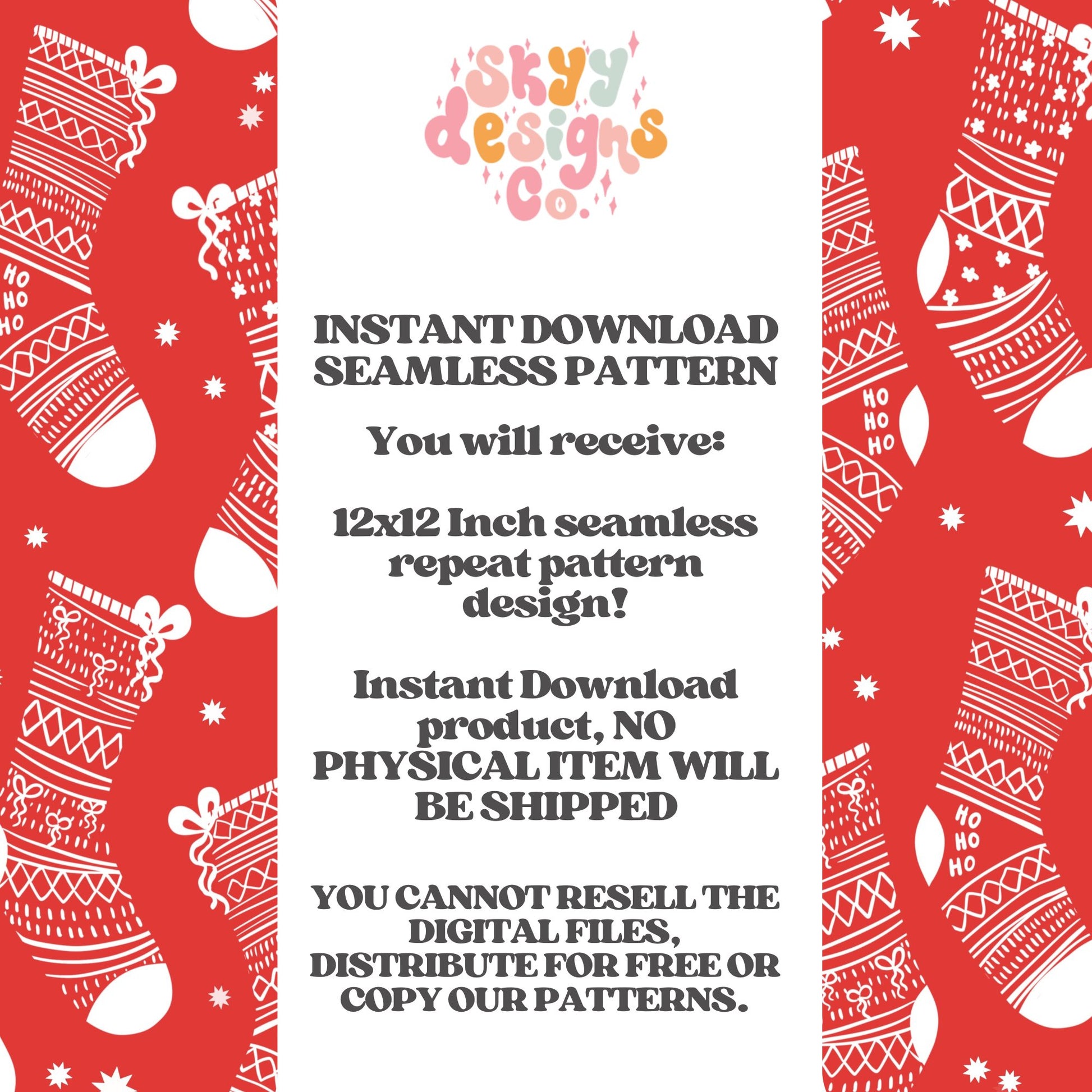 Christmas stockings seamless pattern design - SkyyDesignsCo | Seamless Pattern Designs
