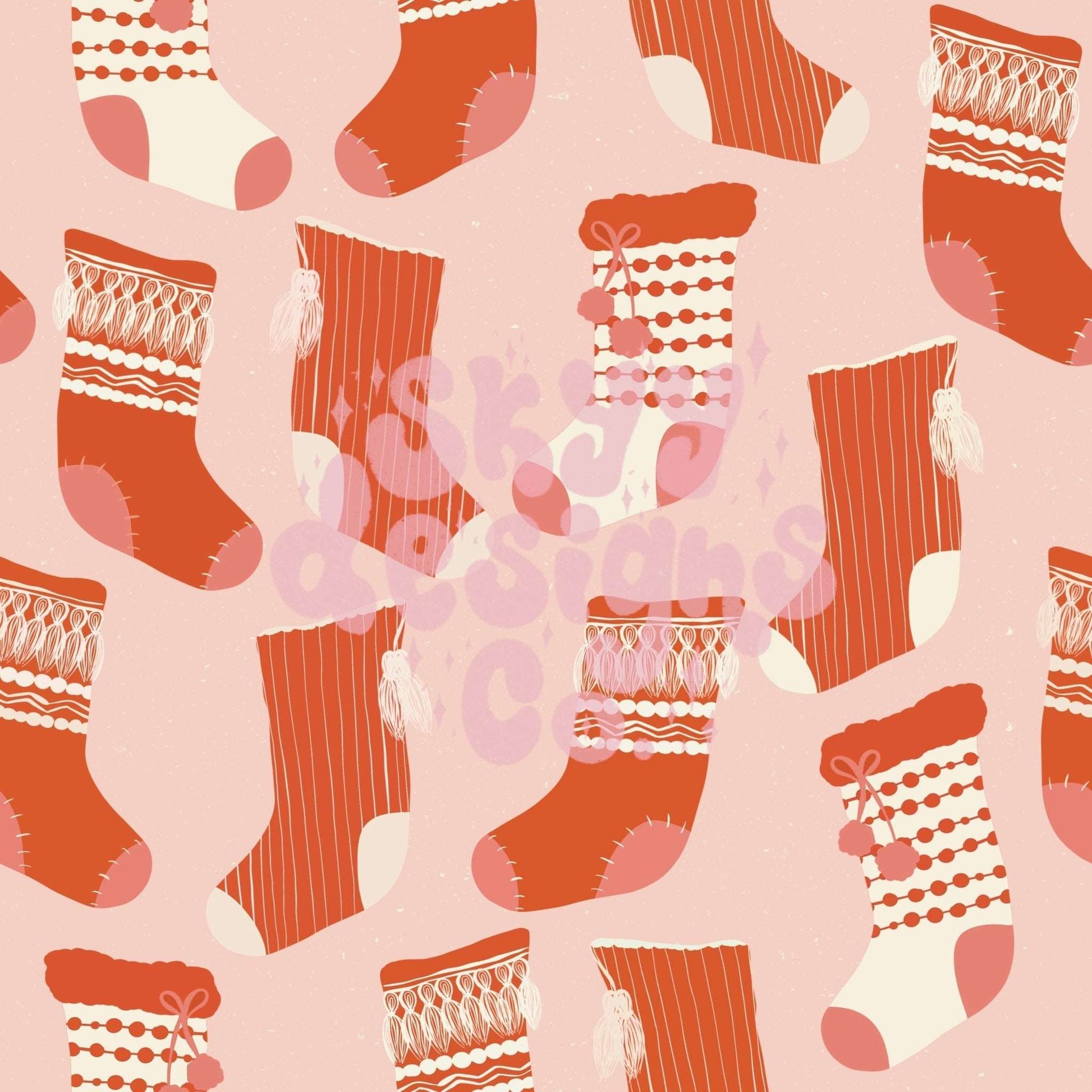 Christmas stockings seamless repeat pattern - SkyyDesignsCo | Seamless Pattern Designs