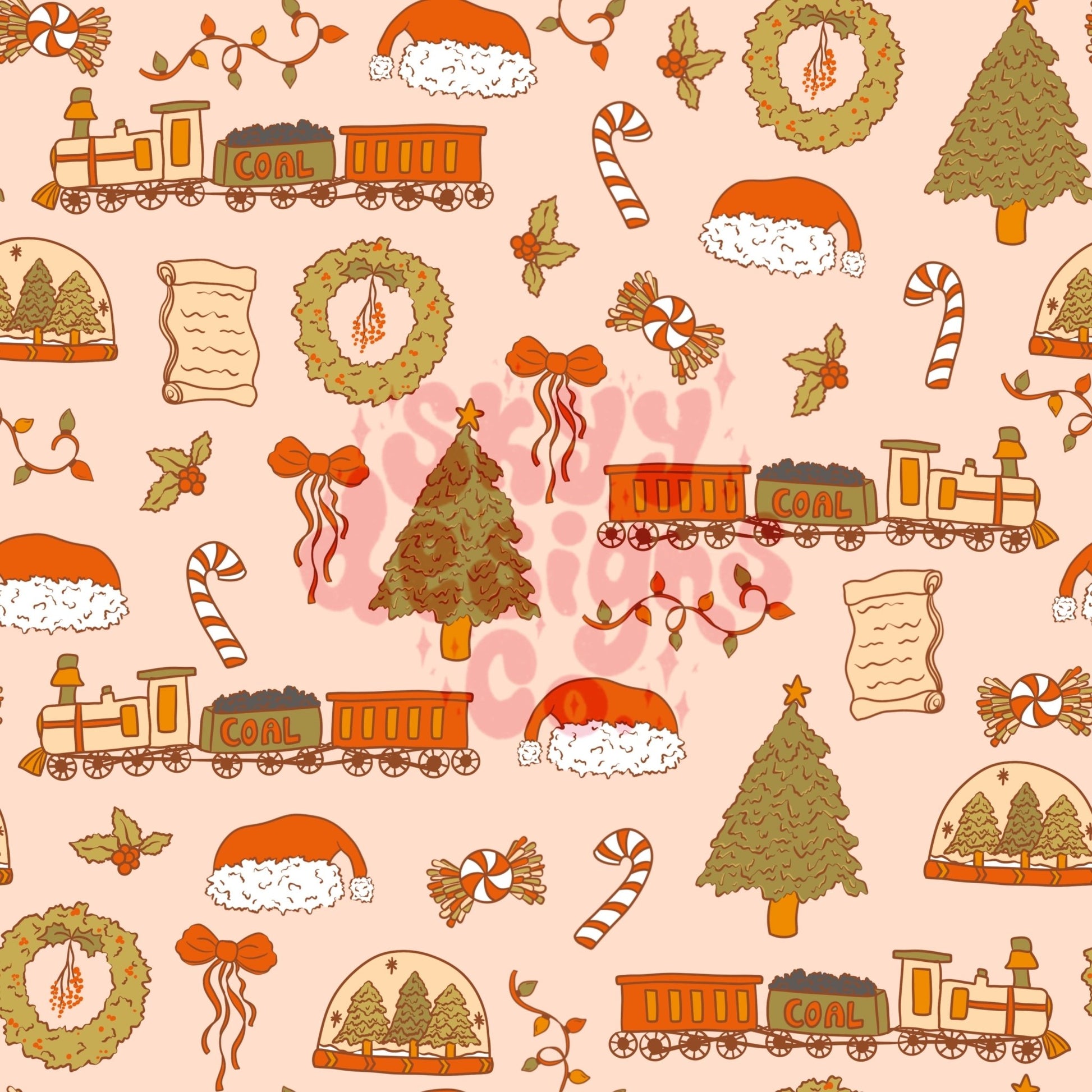 Christmas train seamless pattern - SkyyDesignsCo | Seamless Pattern Designs