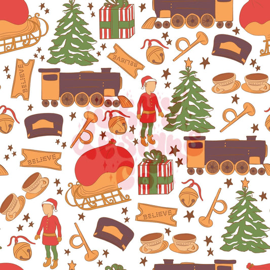 Christmas train seamless pattern - SkyyDesignsCo | Seamless Pattern Designs