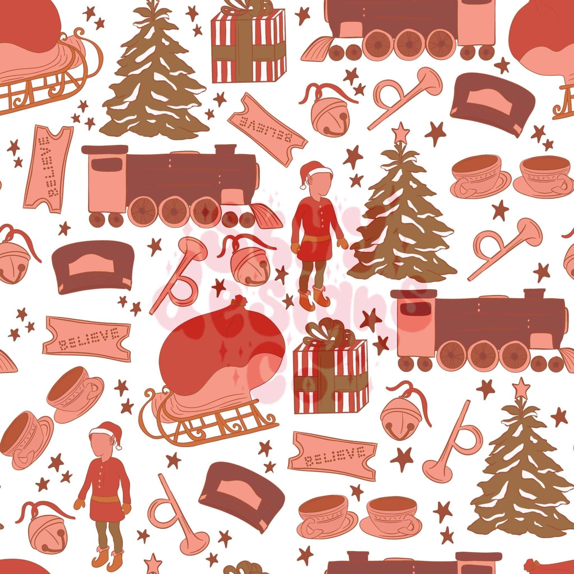 Christmas train seamless pattern - SkyyDesignsCo | Seamless Pattern Designs