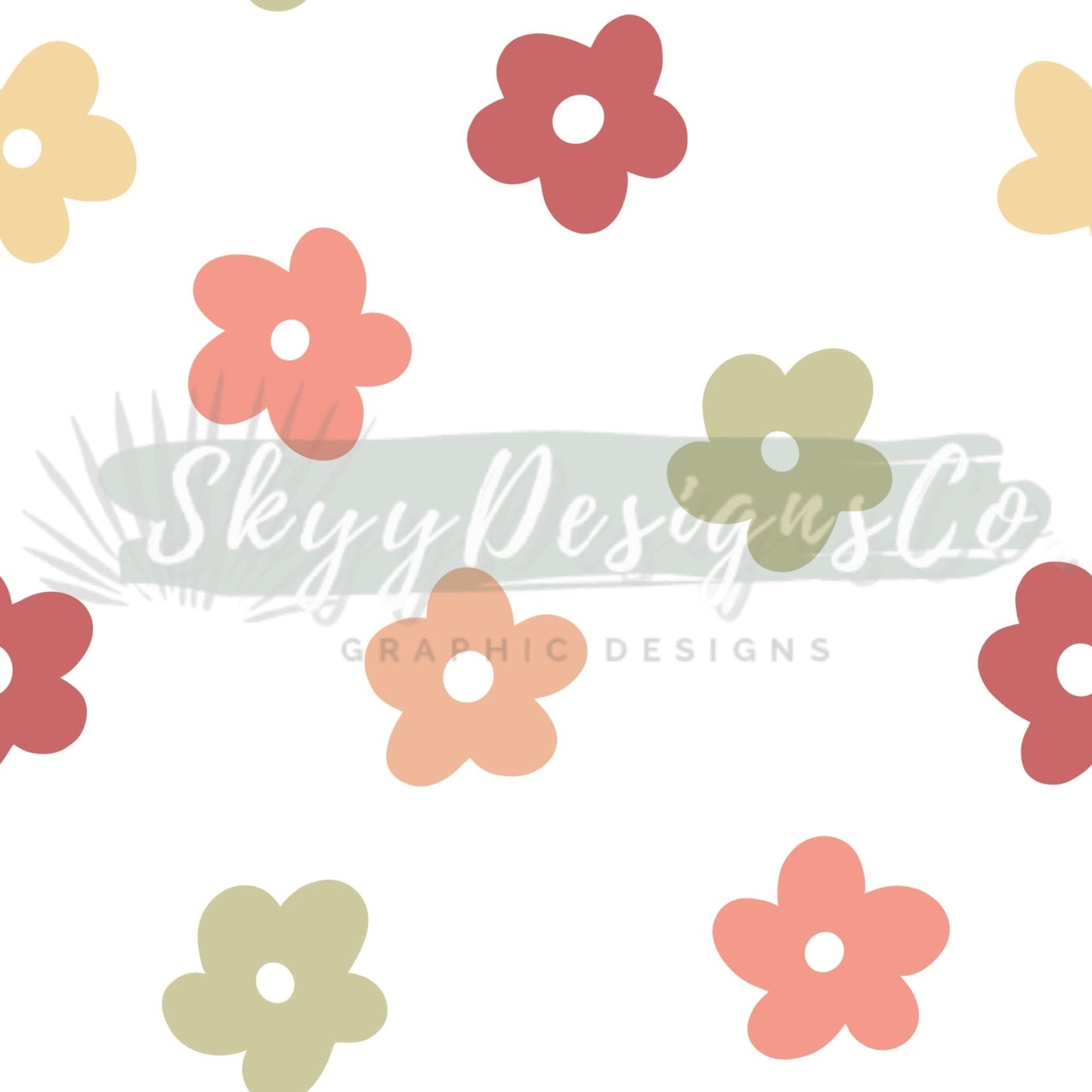 colorful retro daisy seamless pattern - SkyyDesignsCo