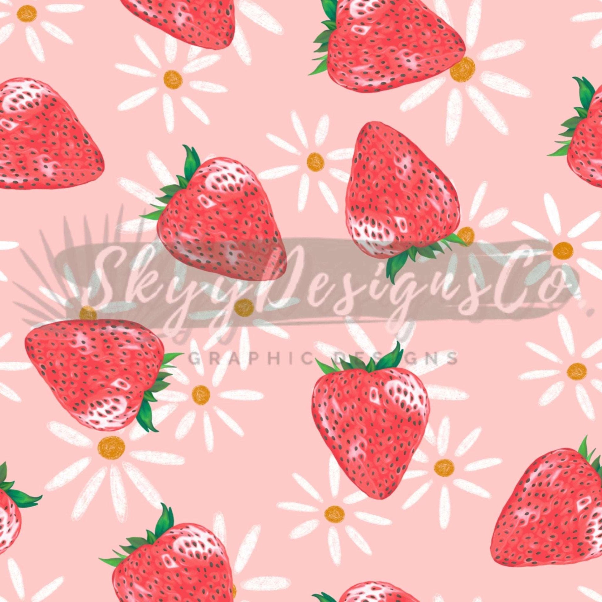 Daisy strawberries seamless pattern - SkyyDesignsCo | Seamless Pattern Designs