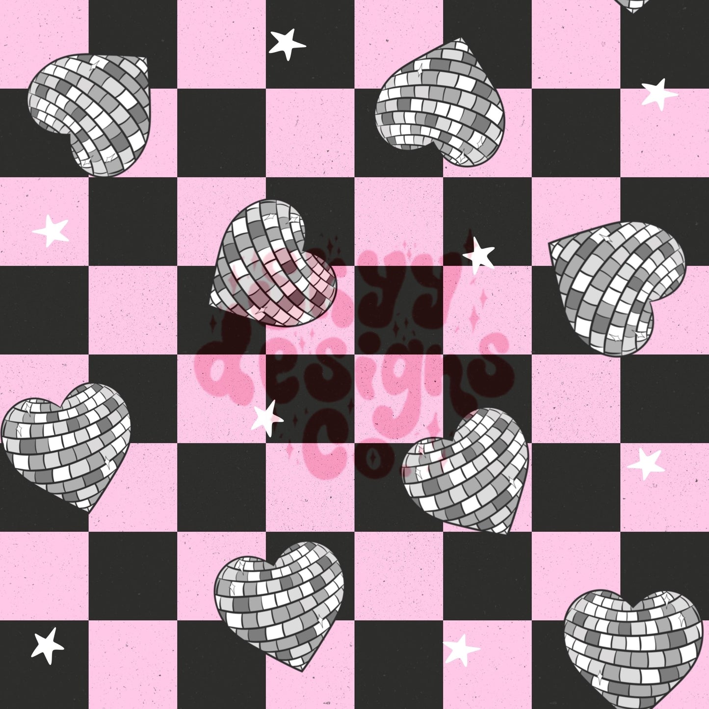 Disco hearts seamless pattern - SkyyDesignsCo | Seamless Pattern Designs