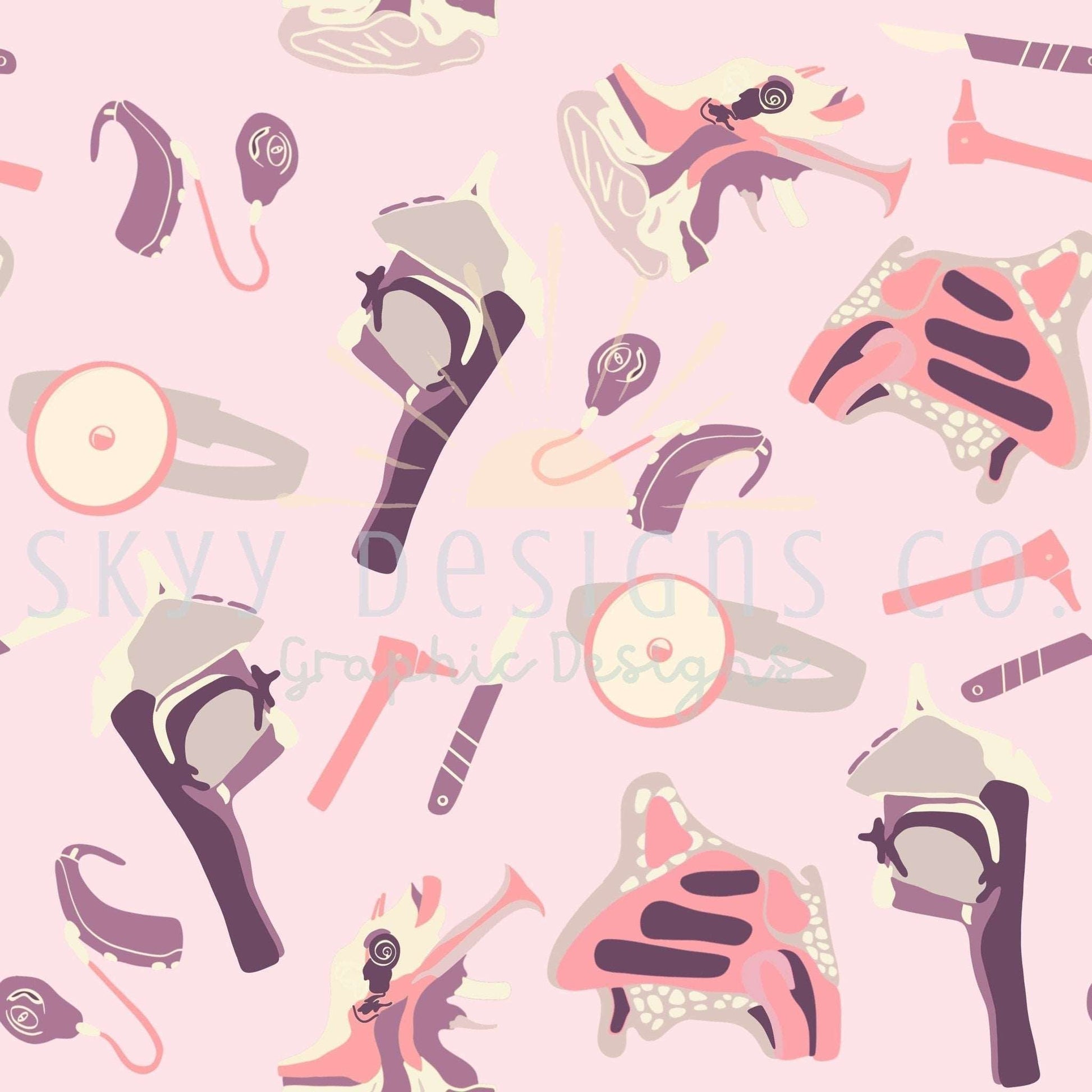 ENT doctor tools pink seamless pattern - SkyyDesignsCo | Seamless Pattern Designs