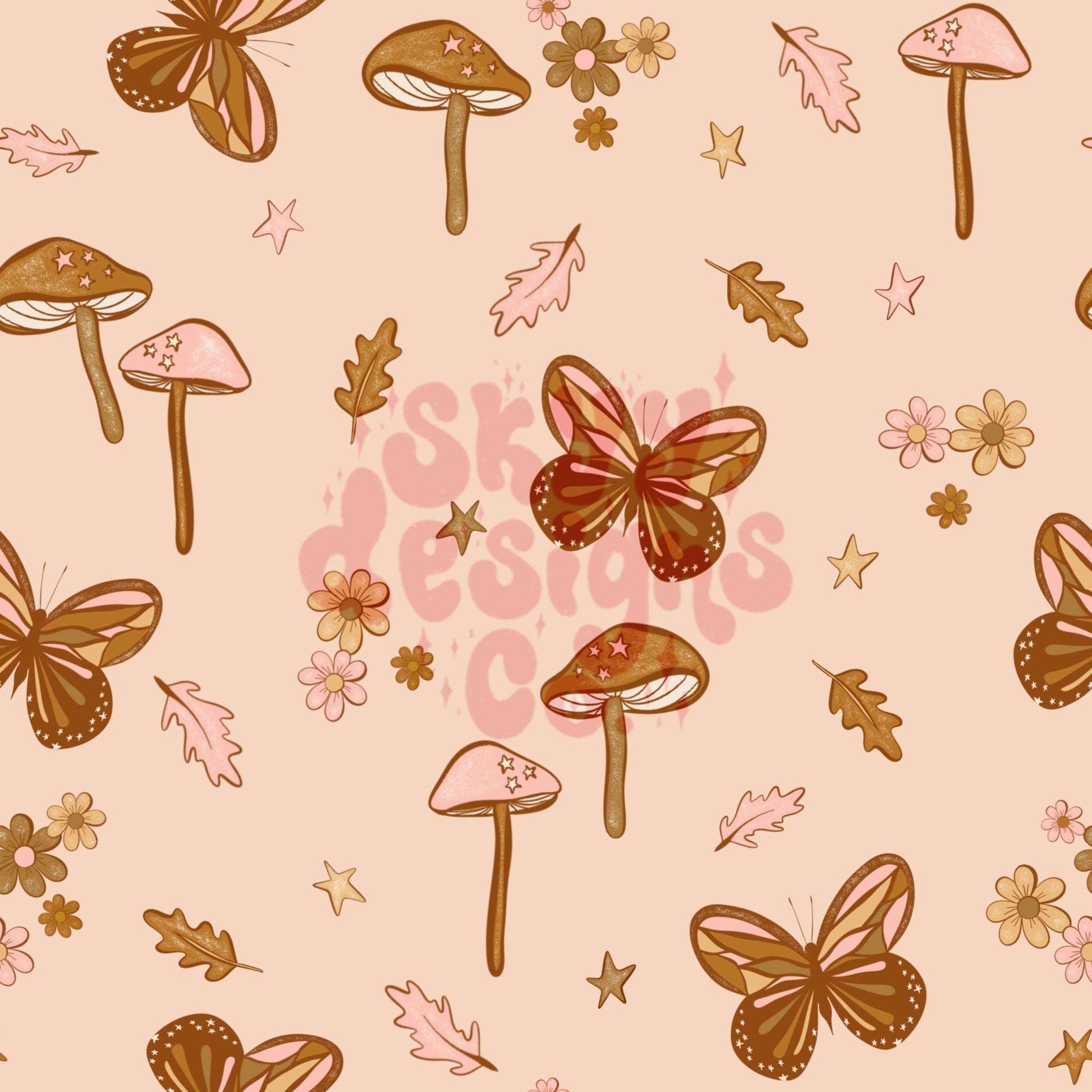 Fall mushroom glitter seamless pattern - SkyyDesignsCo | Seamless Pattern Designs