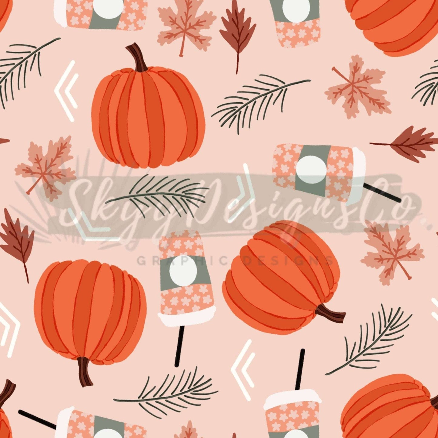 Fall vibes pumpkins seamless pattern - SkyyDesignsCo | Seamless Pattern Designs