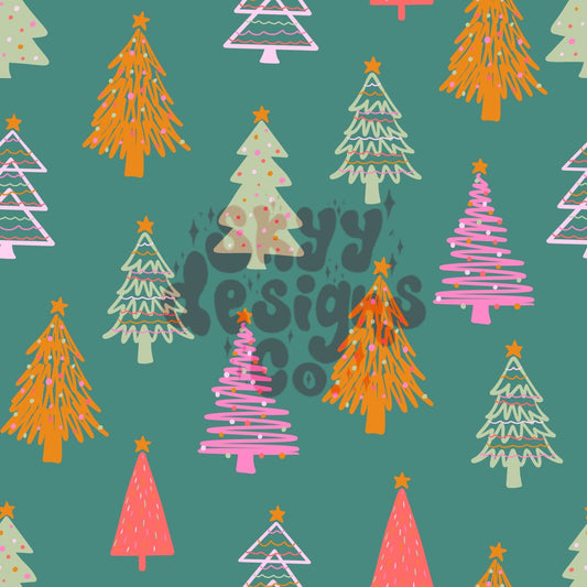 Festive Christmas trees seamless pattern - SkyyDesignsCo | Seamless Pattern Designs
