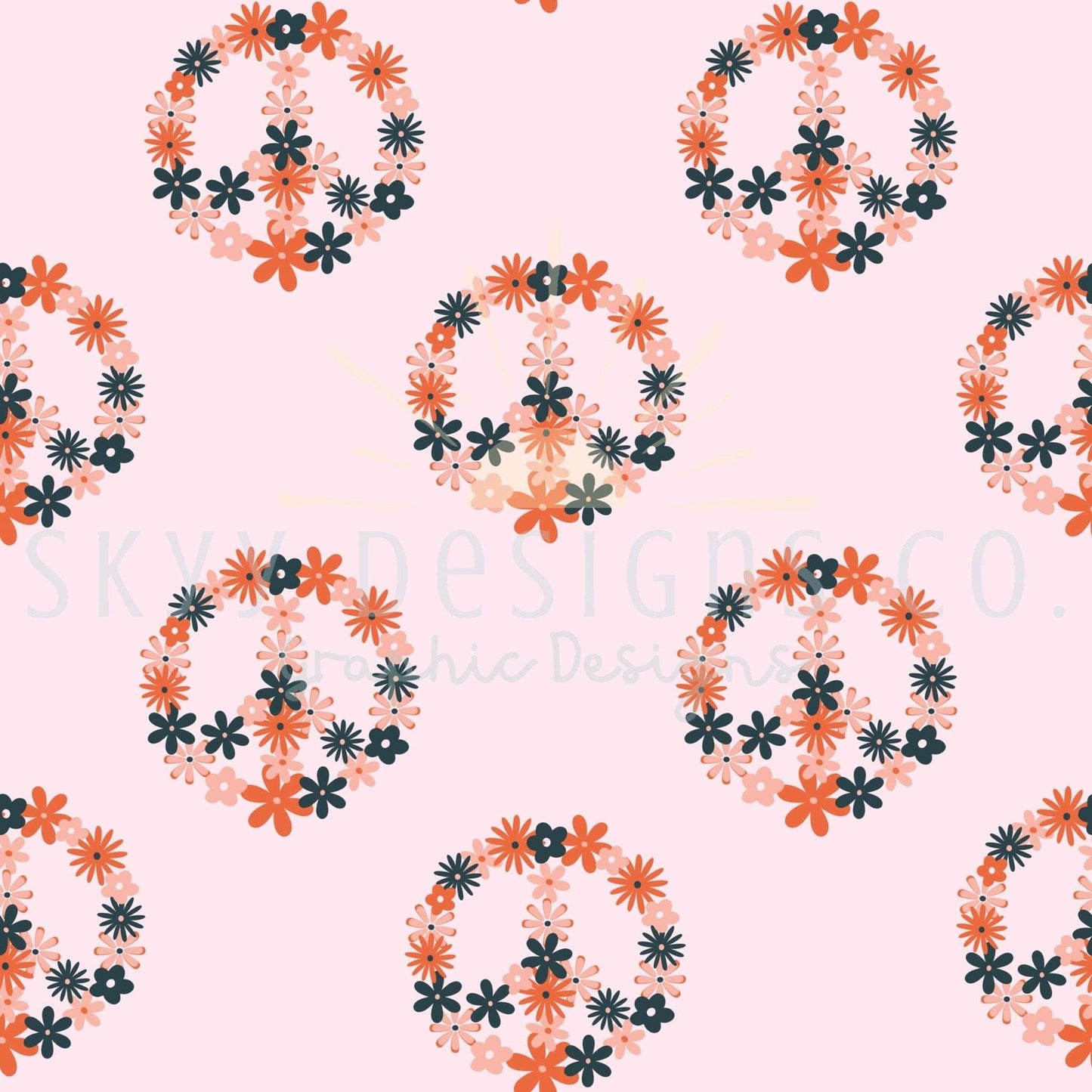 floral peace signs seamless pattern - SkyyDesignsCo | Seamless Pattern Designs