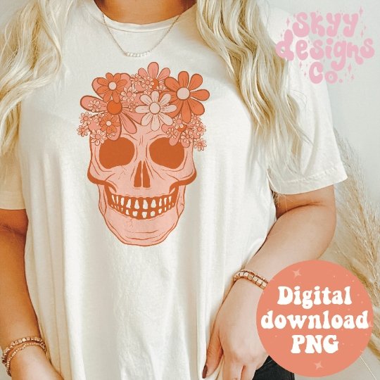Floral skull PNG design - SkyyDesignsCo