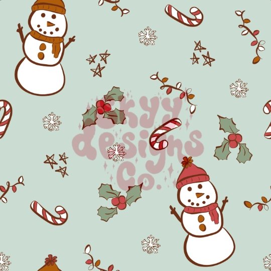Gender neutral christmas snowman seamless repeat pattern - SkyyDesignsCo