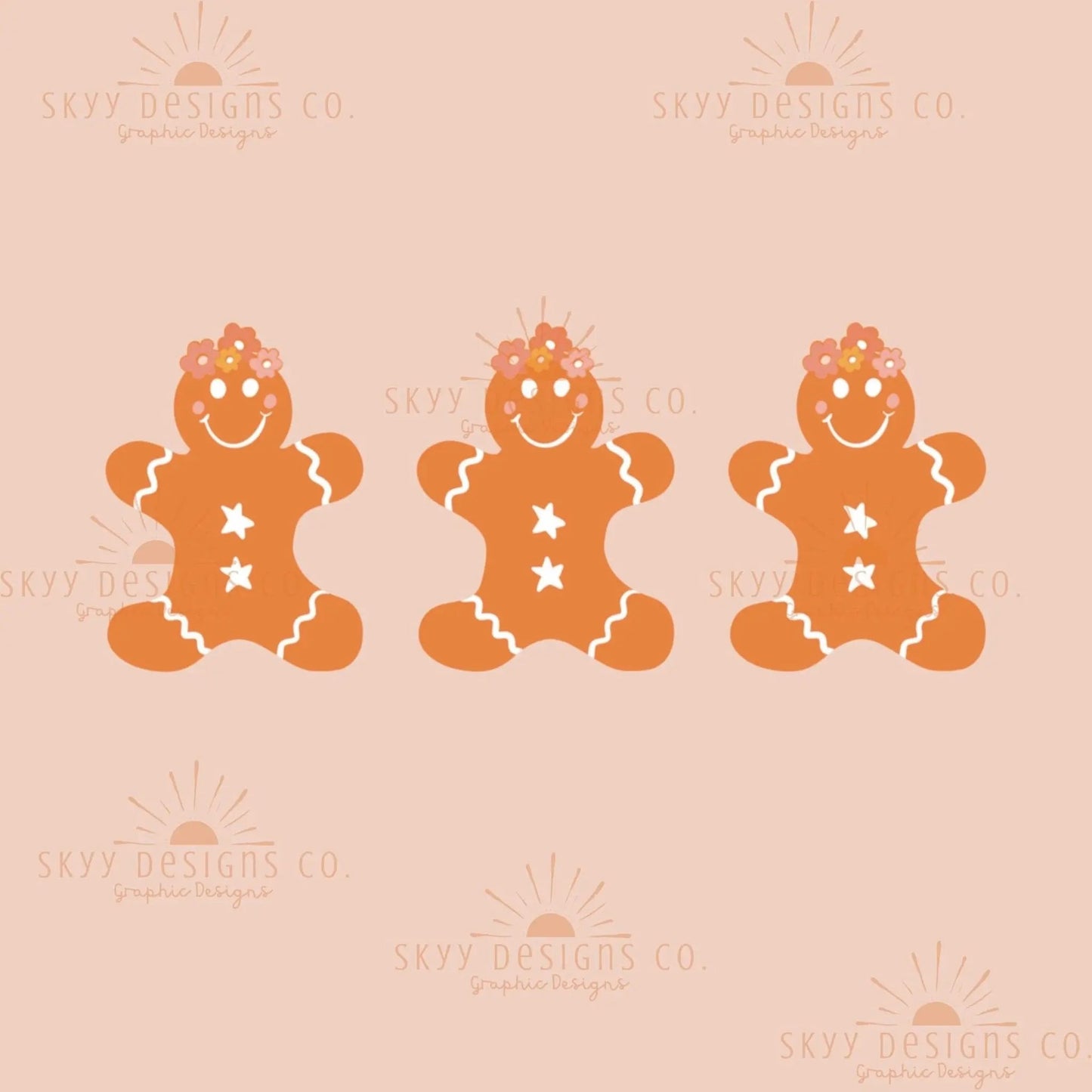 Gingerbread seamless pattern, gingerbread seamless bundle, Christmas seamless pattern, boho Christmas seamless, winter seamless files - SkyyDesignsCo