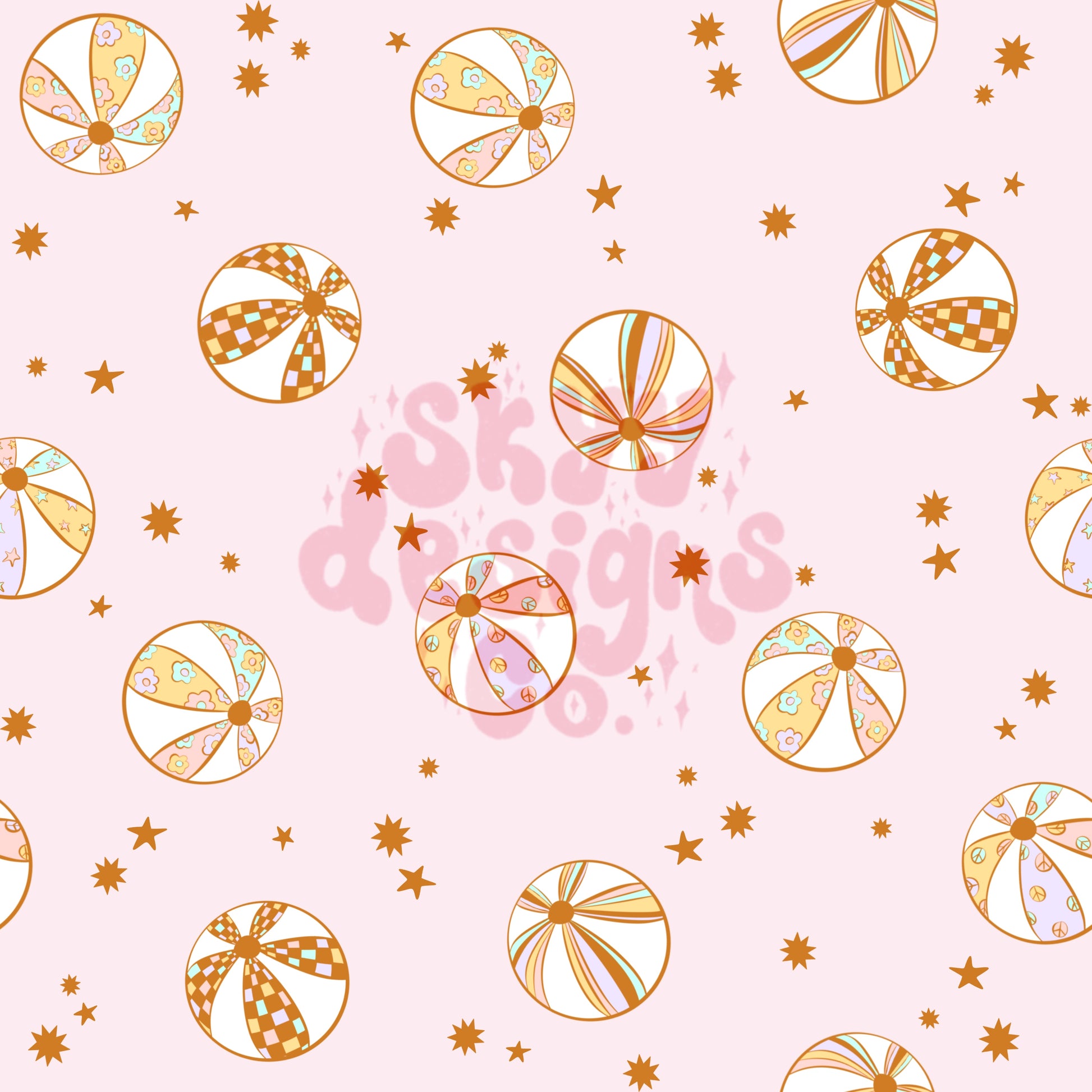 Trendy pastel beach balls summer seamless pattern - SkyyDesignsCo